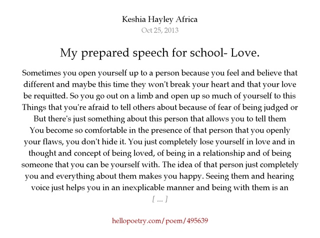 example of speech about love yourself