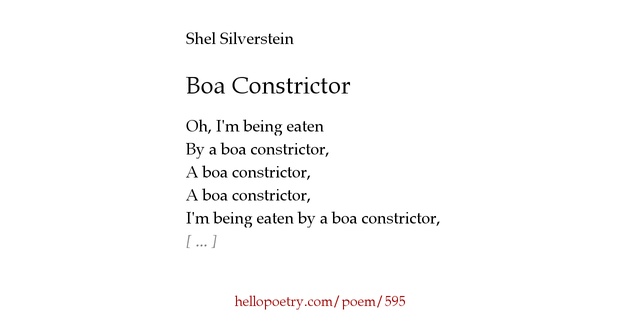 Boa Constrictor by Shel Silverstein - Hello Poetry