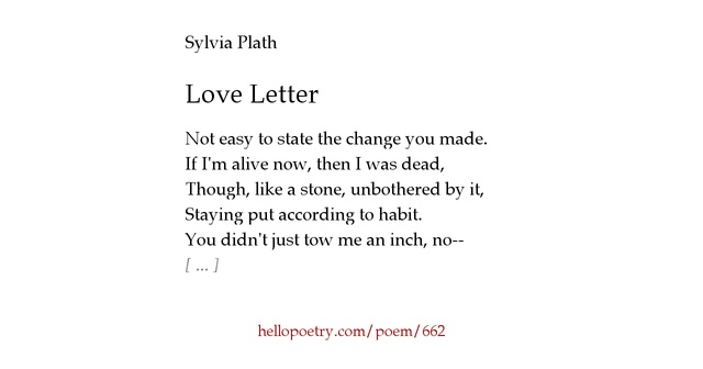 Love Letter By Sylvia Plath Hello Poetry