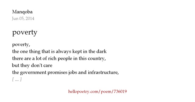 poverty poem These best poverty poems are the top poverty poems on poetrysoup these are examples of the best poverty poems written by poetrysoup members. poverty poem These best poverty poems are the top poverty poems on poetrysoup these are examples of the best poverty poems written by poetrysoup members.