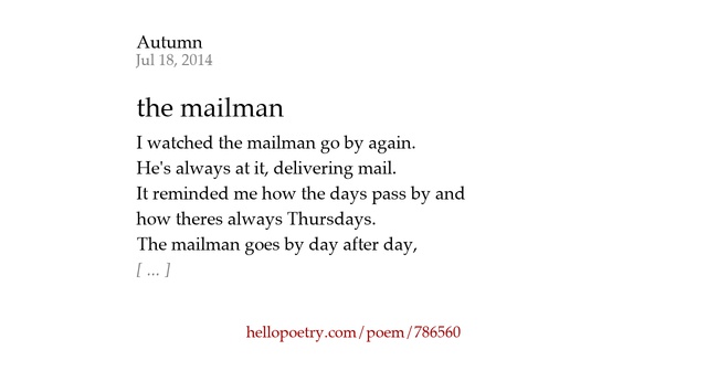 the mailman by Autumn - Hello Poetry