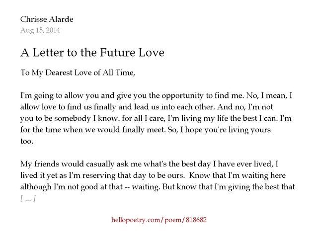 A Letter to the Future Love by Krezeyyyy Hello Poetry A Letter to the Future Love by Krezeyyyy Hello Poetry