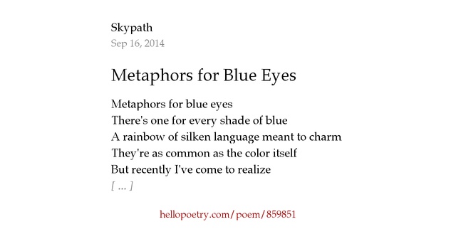 Metaphors For Blue Eyes By Skypath Hello Poetry