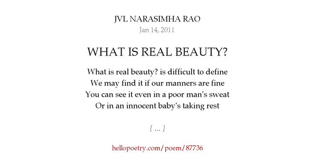 WHAT IS REAL BEAUTY? by JVL NARASIMHA RAO