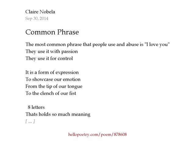 common phrase by claire hello poetry 8 letter phrase