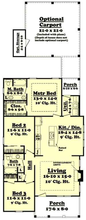 Cottage with Optional Carport - 11741HZ | Architectural Designs - House