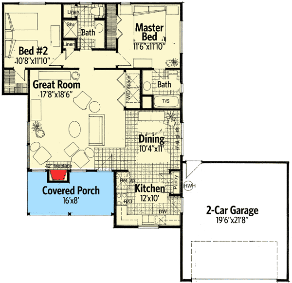 Vaulted Open Floor Plan 12530RS Architectural Designs House Plans