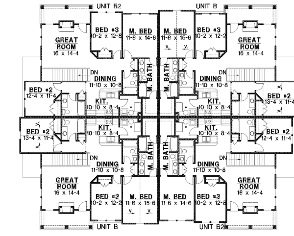 8 unit house plan with corner decks 18511wb architectural 18511WB_f2_1479193472?1487315759 8 unit house plan with corner decks 18511wb architectural,Corner House Floor Plans