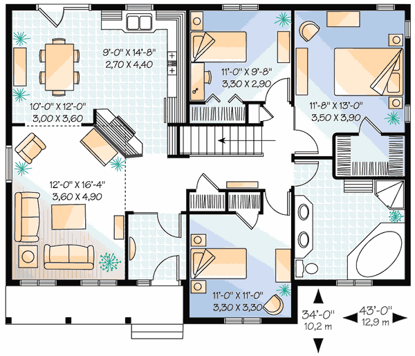 Eplans Cottage House Plan - Three Bedroom Cottage - 1040 Square ... Eplans Cottage House Plan - Three Bedroom Cottage - 1040 Square ...