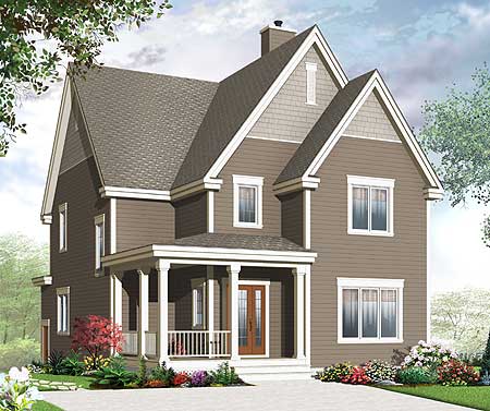 nested gables and two porches - 21954dr architectural