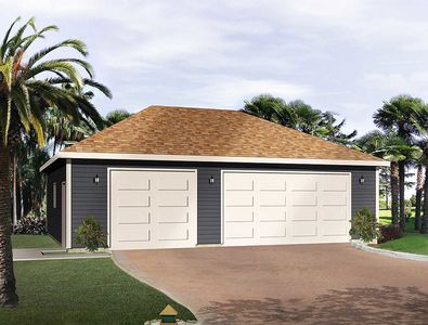 hip roof 3-car drive-thru garage - 22053sl | architectural designs hip roof 3-car drive-thru garage - 22053sl | architectural designs