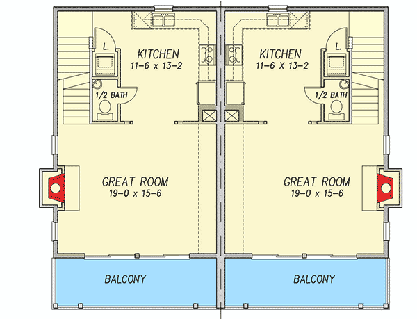 Coastal Duplex House Plan Architectural Coastal Duplex House Plan Architectural