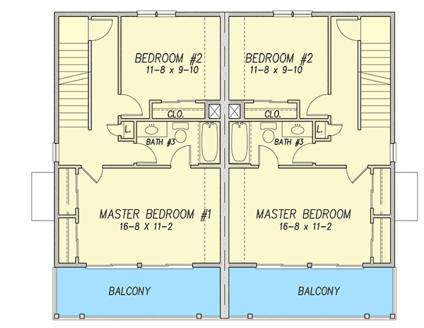 Coastal Duplex House Plan Architectural Coastal Duplex House Plan Architectural
