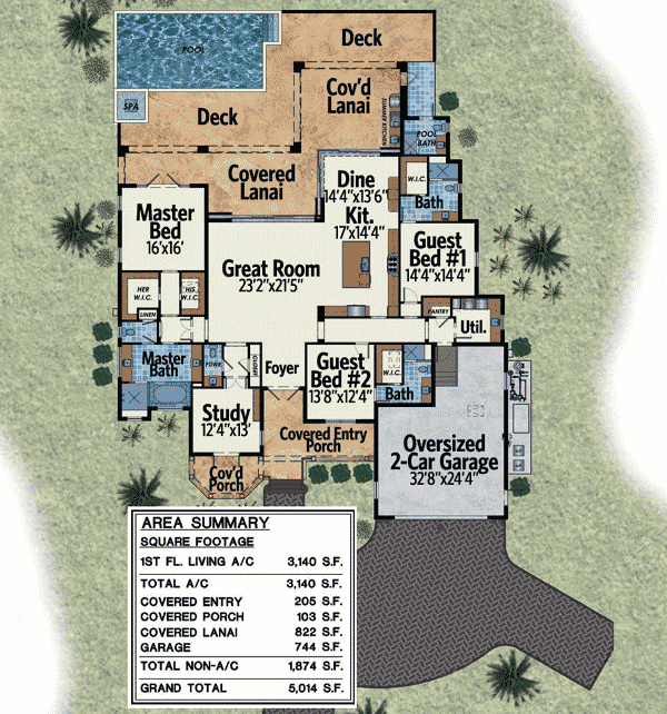 3 Beds With Master Lanai Access 31812DN Architectural Designs