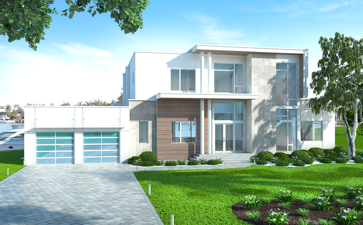 Contemporary House Plan with Upstairs and Downstairs Outdoor Space ...