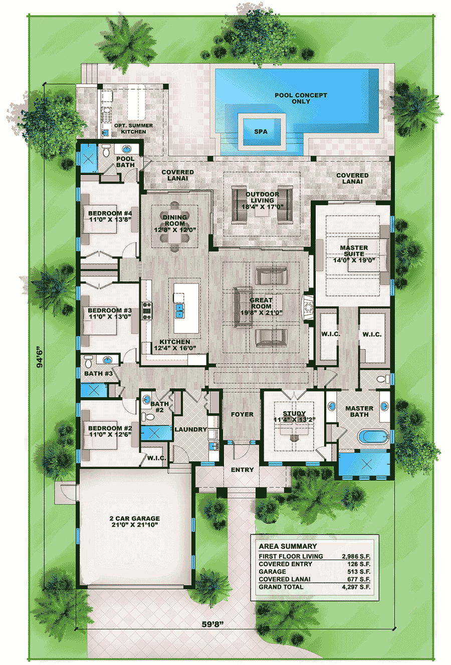 florida living with wonderful outdoor space 86028bw floor plan main level - Architectural Designs Com florida living with wonderful outdoor space 86028bw floor plan main level - Architectural Designs Com