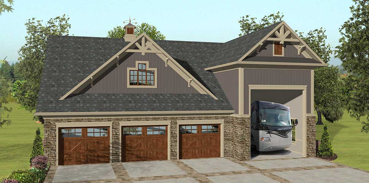 Garage Apartment with RV/Boat Bay 20132GA Architectural Designs