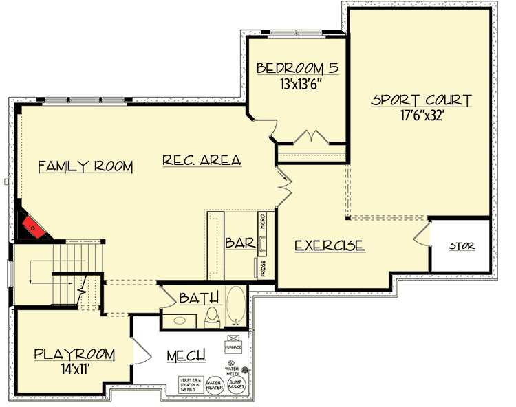 5 Bedroom Sport Court House Plan 73369HS Architectural Designs