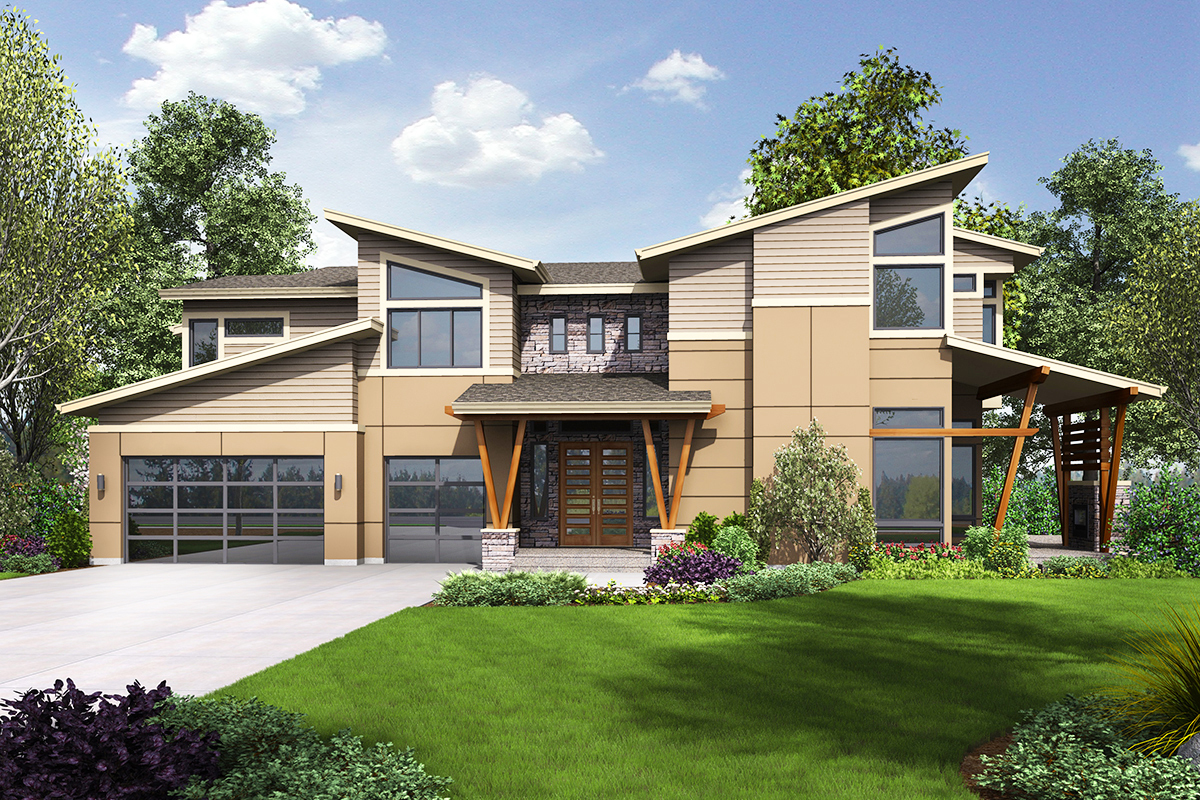 Modern House Plan with Sun Patio and covered Outdoor ... Modern House Plan with Sun Patio and covered Outdoor ... on Covered Outdoor Living Area id=69366