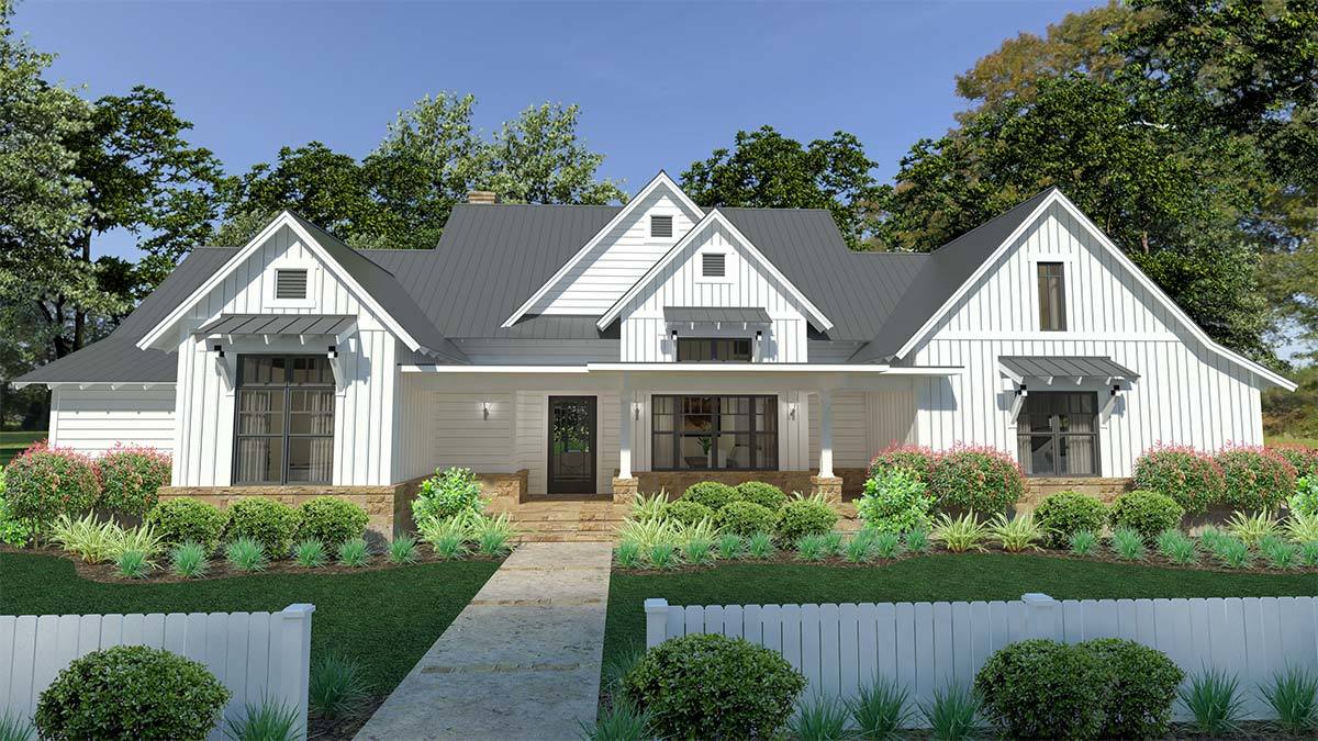 Modern Farmhouse with Split Bedroom Layout and Outdoor ...