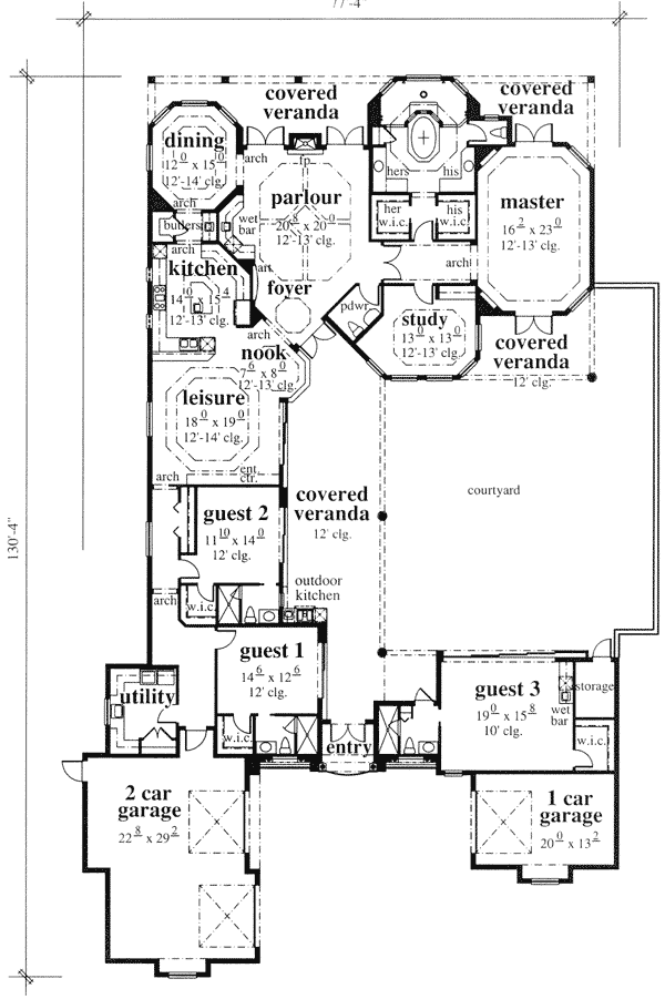 mediterranean courtyard house plan 33501eb 1st floor mediterranean courtyard house plan 33501eb 1st floor
