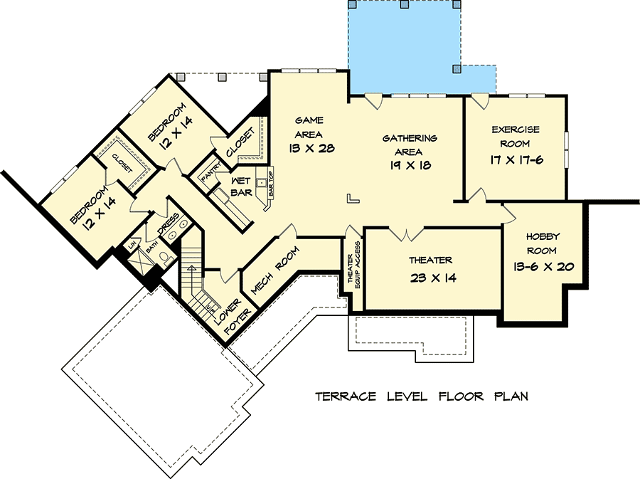 Angled House Plans Level 1 Angled Garage With Bonus Space Above