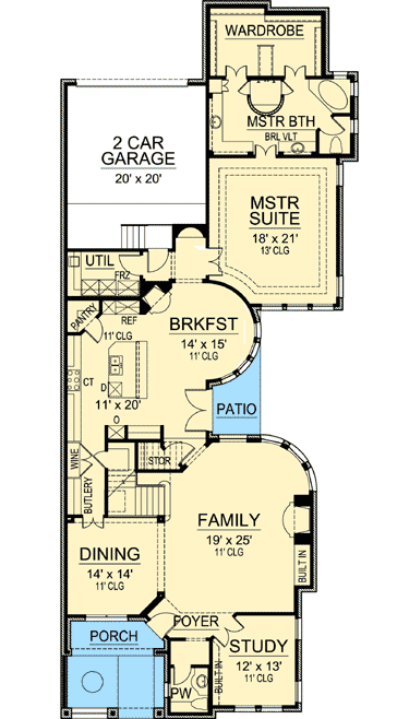 2 story narrow lot european home plan - 36395tx | architectural 2 story narrow lot european home plan - 36395tx | architectural