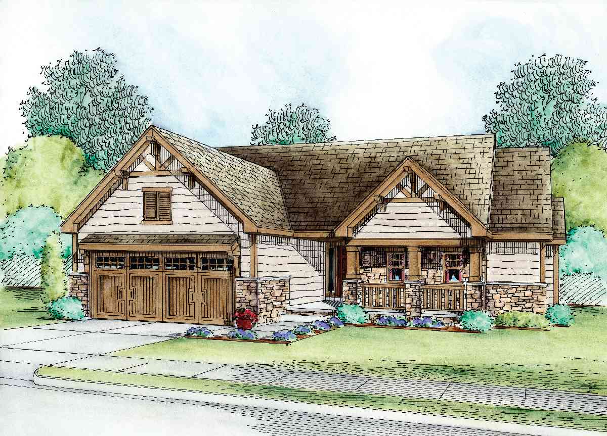 Craftsman Ranch Home Plan - 42224DB | Architectural ...