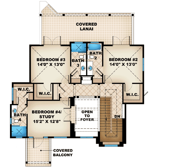 Covered Lanai with Fireplace 66288WE 1st Floor Master Suite, Butler