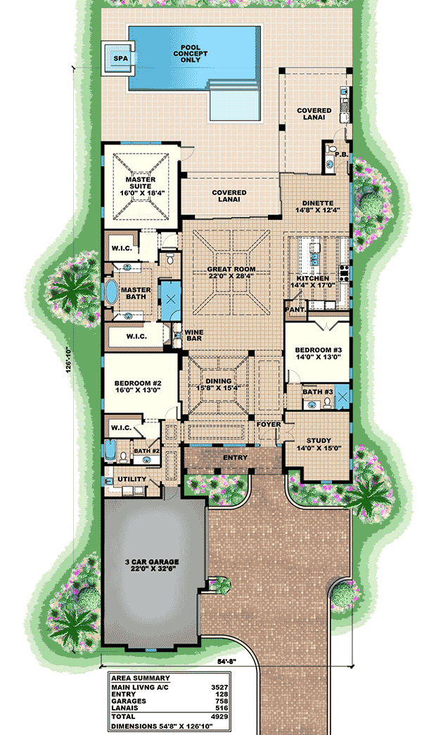 3 Bed Beauty with 2 Lanai 66342WE Architectural Designs House Plans