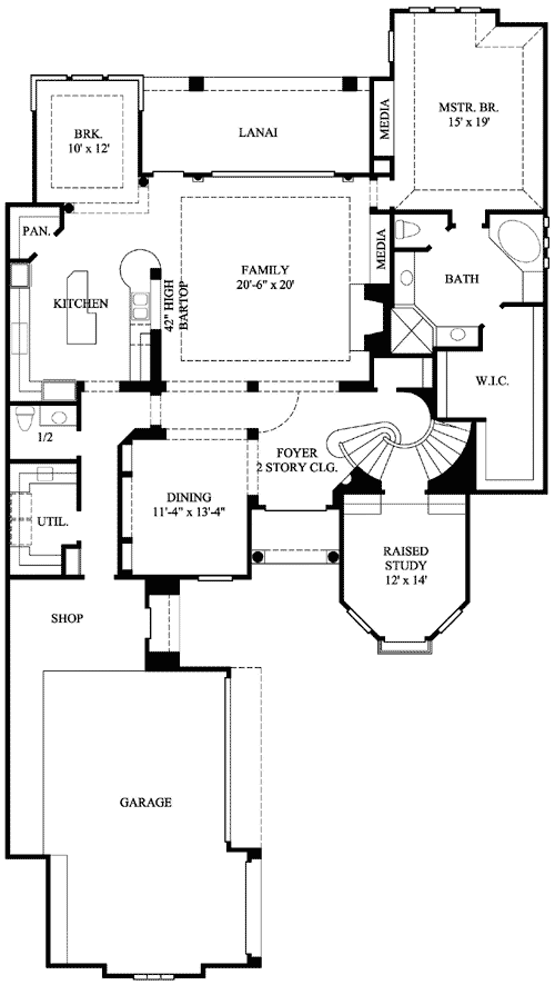 mediterranean home with raised study - 67027gl | architectural mediterranean home with raised study - 67027gl | architectural