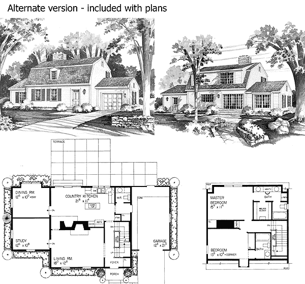 charming gambrel colonial in two versions - 81136w | architectural charming gambrel colonial in two versions - 81136w | architectural