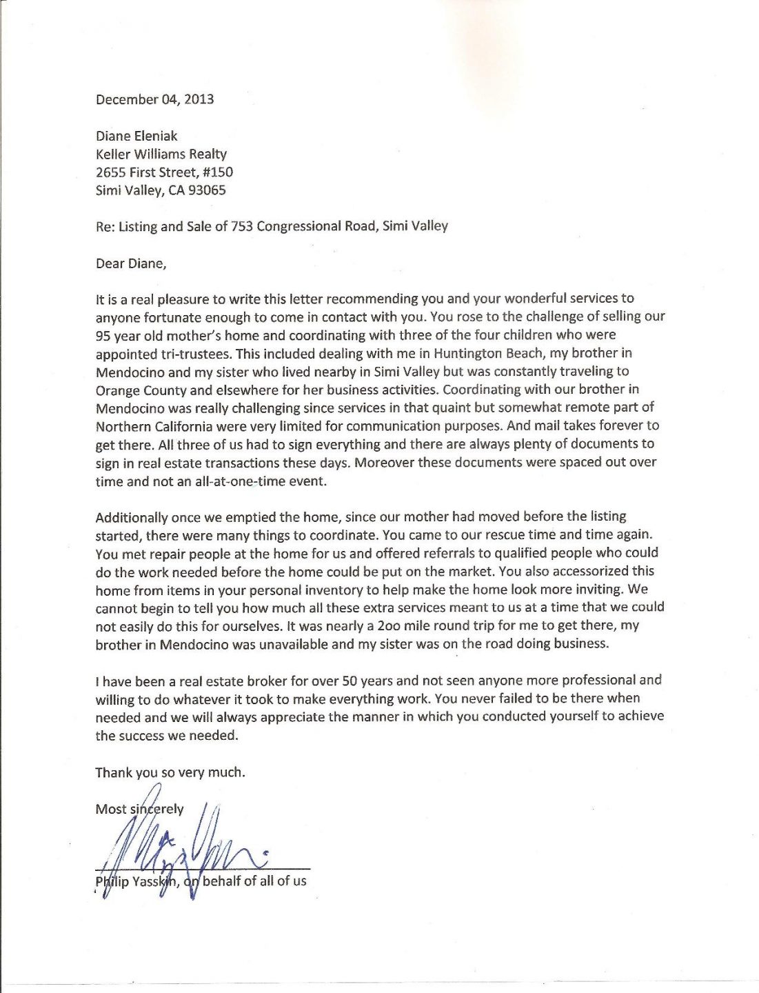 real estate referral letter