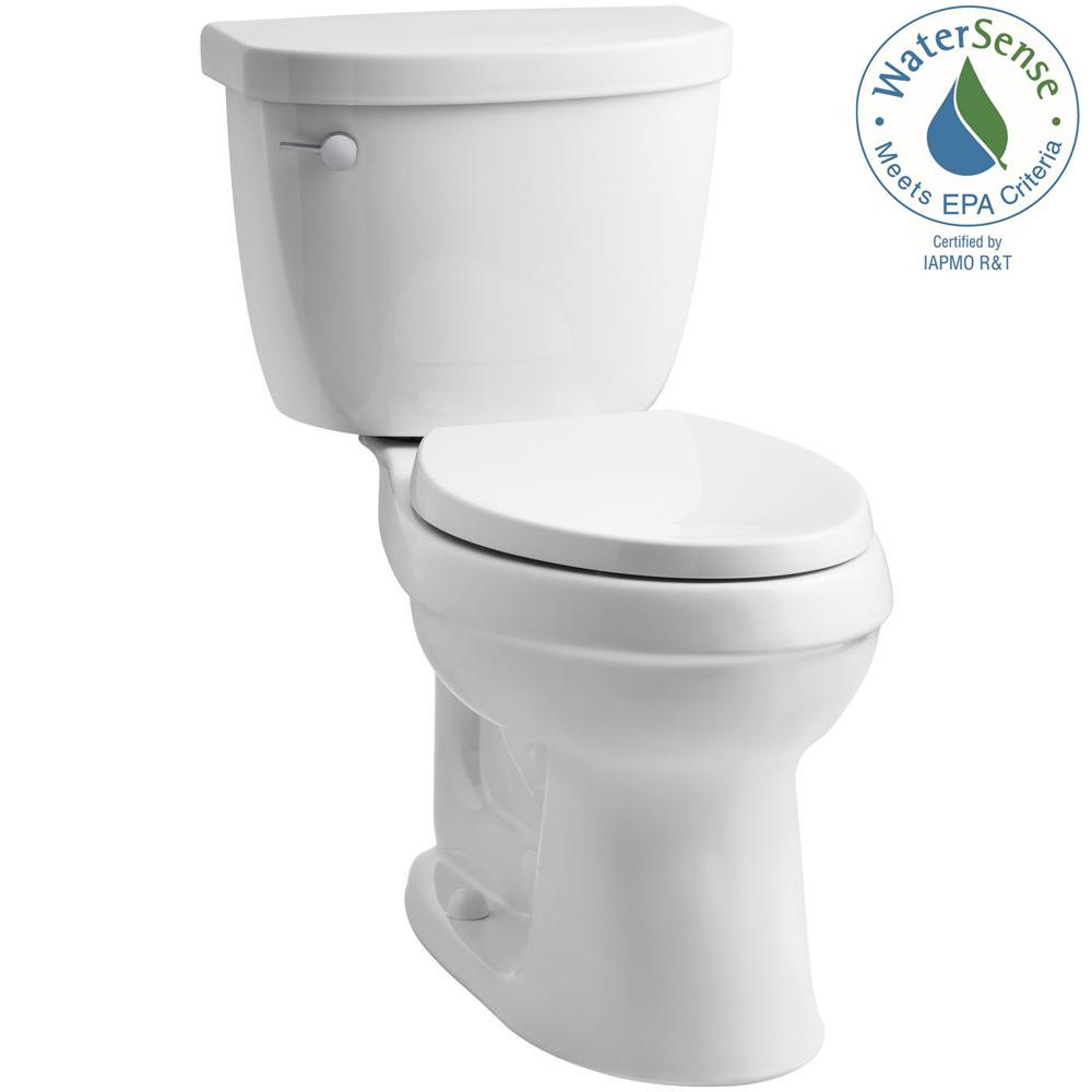 Cimarron 2-piece 1.28 GPF Single Flush High Efficiency Elongated Toilet with AquaPiston Flushing Technology in White