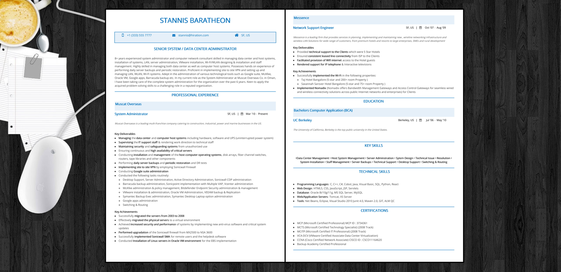 Blue Colored Resume Template