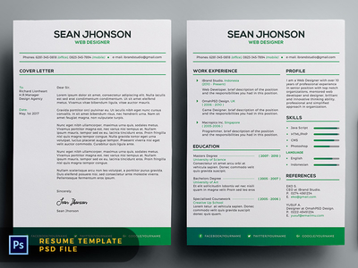 Green Colored Resume Template