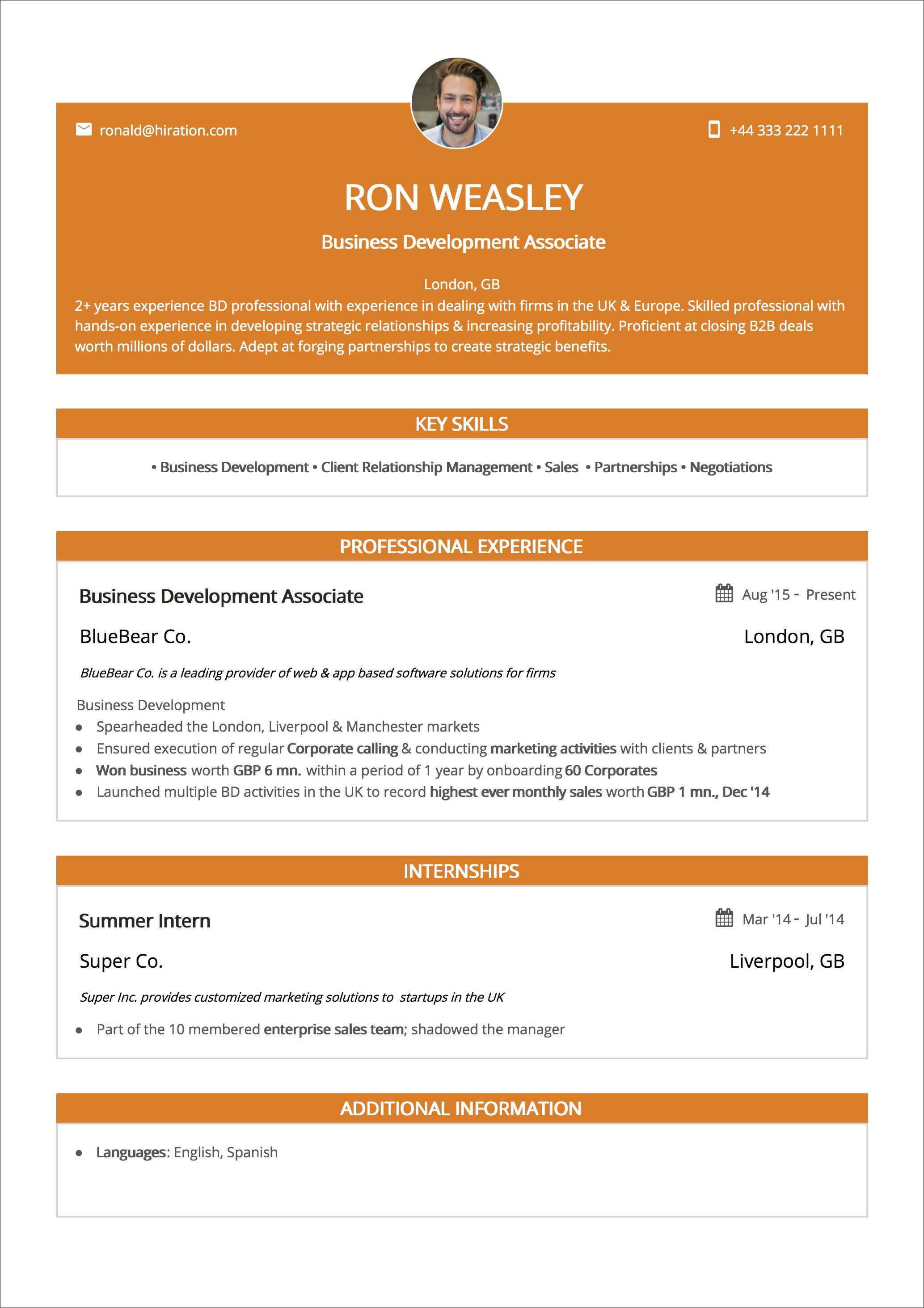 Orange Twist Resume Example
