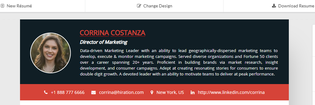 Change Designe feature on our Resume Maker