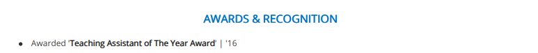 Teaching-Assistant-Resume-Awards-Recognition