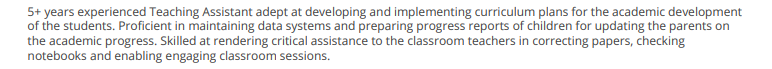 Teaching-Assistant-Resume-Summary