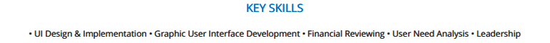 Key Skills section in a UX Designer resume