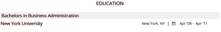 Education section in an Office Assistant resume