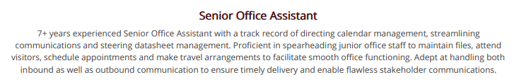 Summary section in an Office Assistant resume