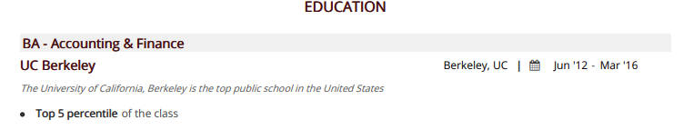 Education Section in the Accounts Payable Resume