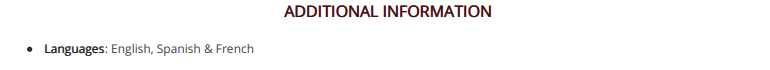 Additional Information Section in Chef Resume