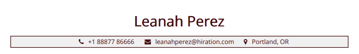 Header section in an Architecture Resume