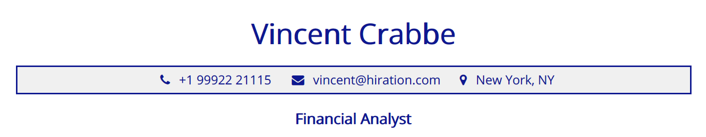 Profile Title Section in a Financial Analyst Resume
