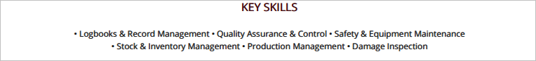 Key Skills Section in a Machine Operator Resume