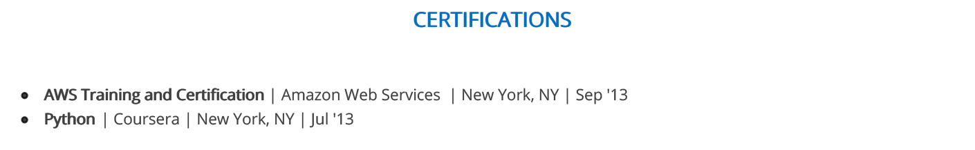 Certifications Section in an IT Resume 