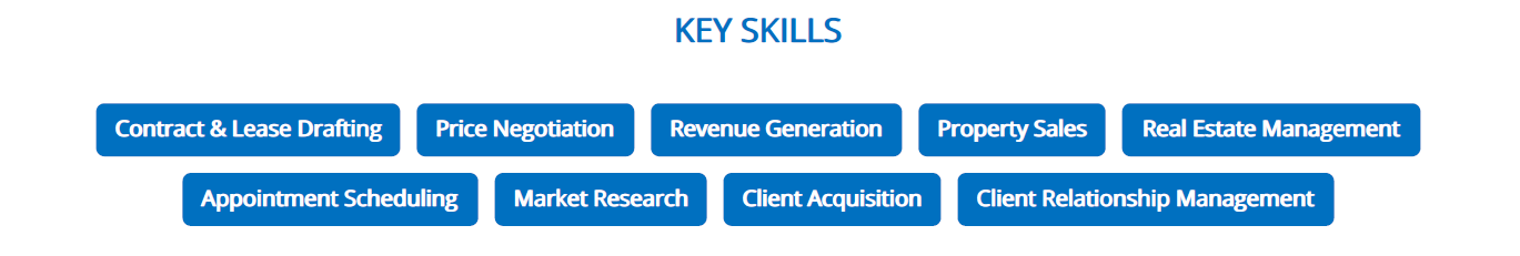 key skills to put in a real estate resume